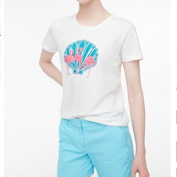 J. Crew Flamingos Cotton Graphic Collector's Tee, Medium - Picture 2 of 6